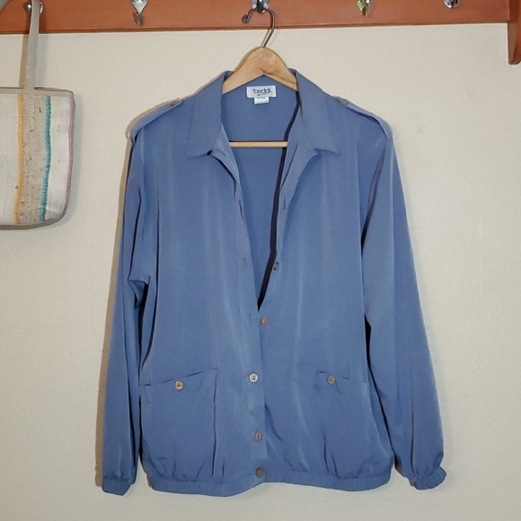 Large Vintage 90's Blue Utility Windbreaker Jacket - Picture 3 of 5